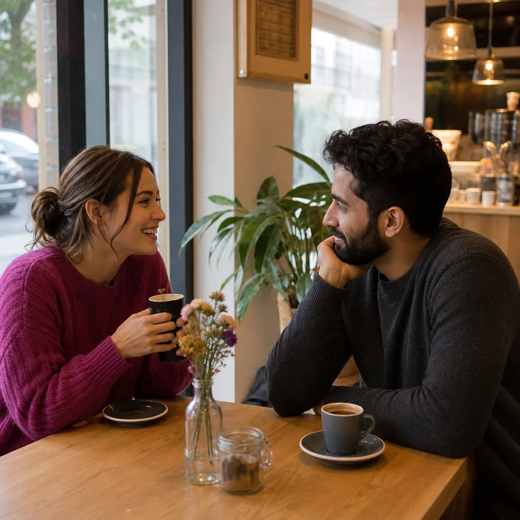 Coffee cups on a table during a casual first date in Kettering town centre